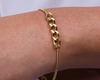 Gold Link Chain Bracelet | Dainty Link Bracelet | Curb Link Bracelet | Adjustable Bracelet | Graduation Gift Jewelry | Bridesmaid Gift