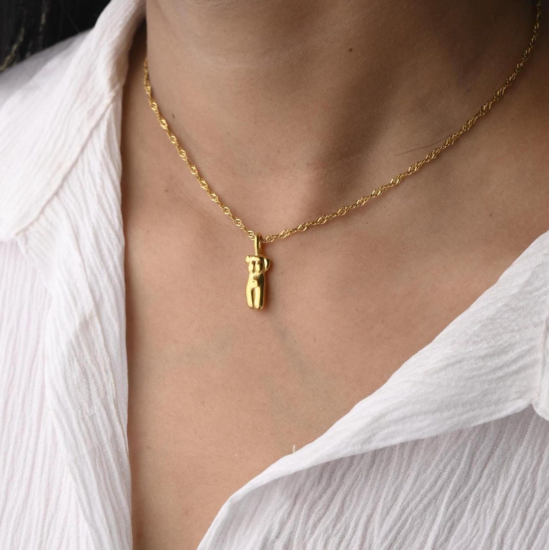 Rhodium Female Body Pendant Necklace main image 0