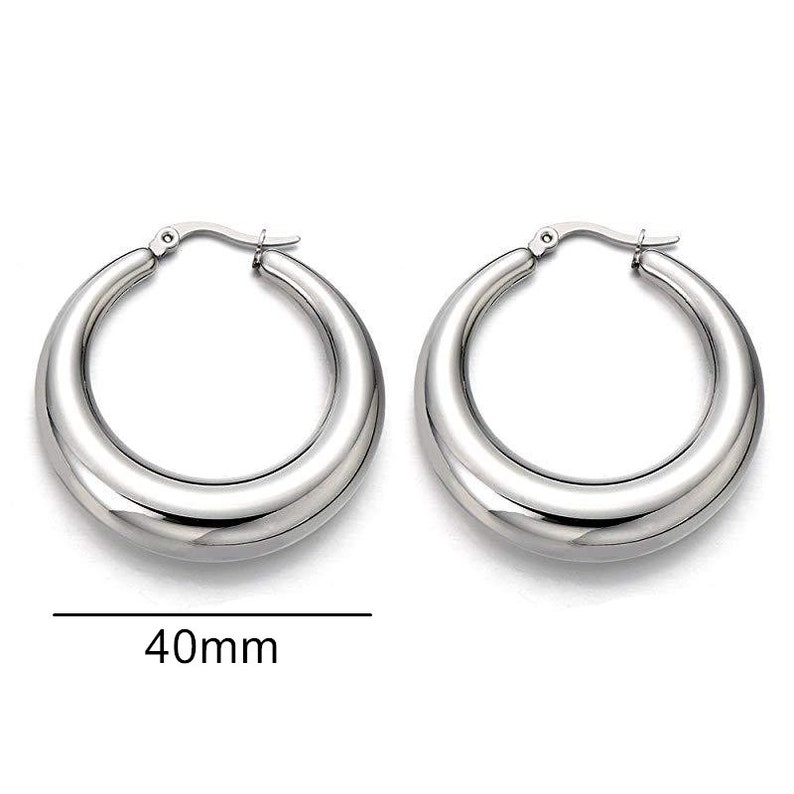 Silver Hoops Silver Thick Hoop Earrings Simple Thick Hoops Etsy