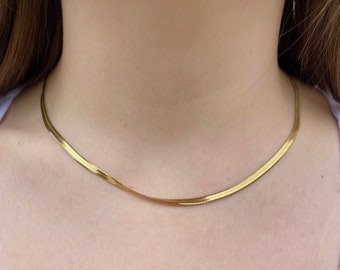 18k Gold Filled Herringbone Necklace 