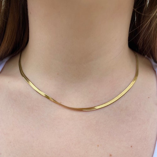 18k Gold Filled Herringbone Necklace 