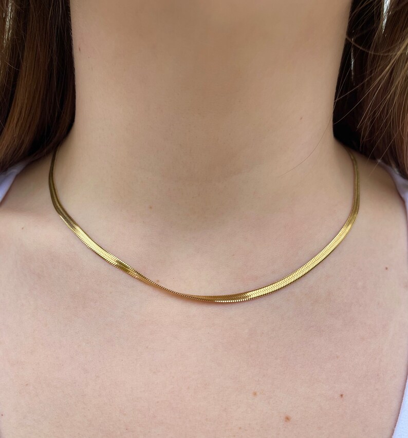 18k Gold Filled Herringbone Necklace 18k Gold Filled Etsy