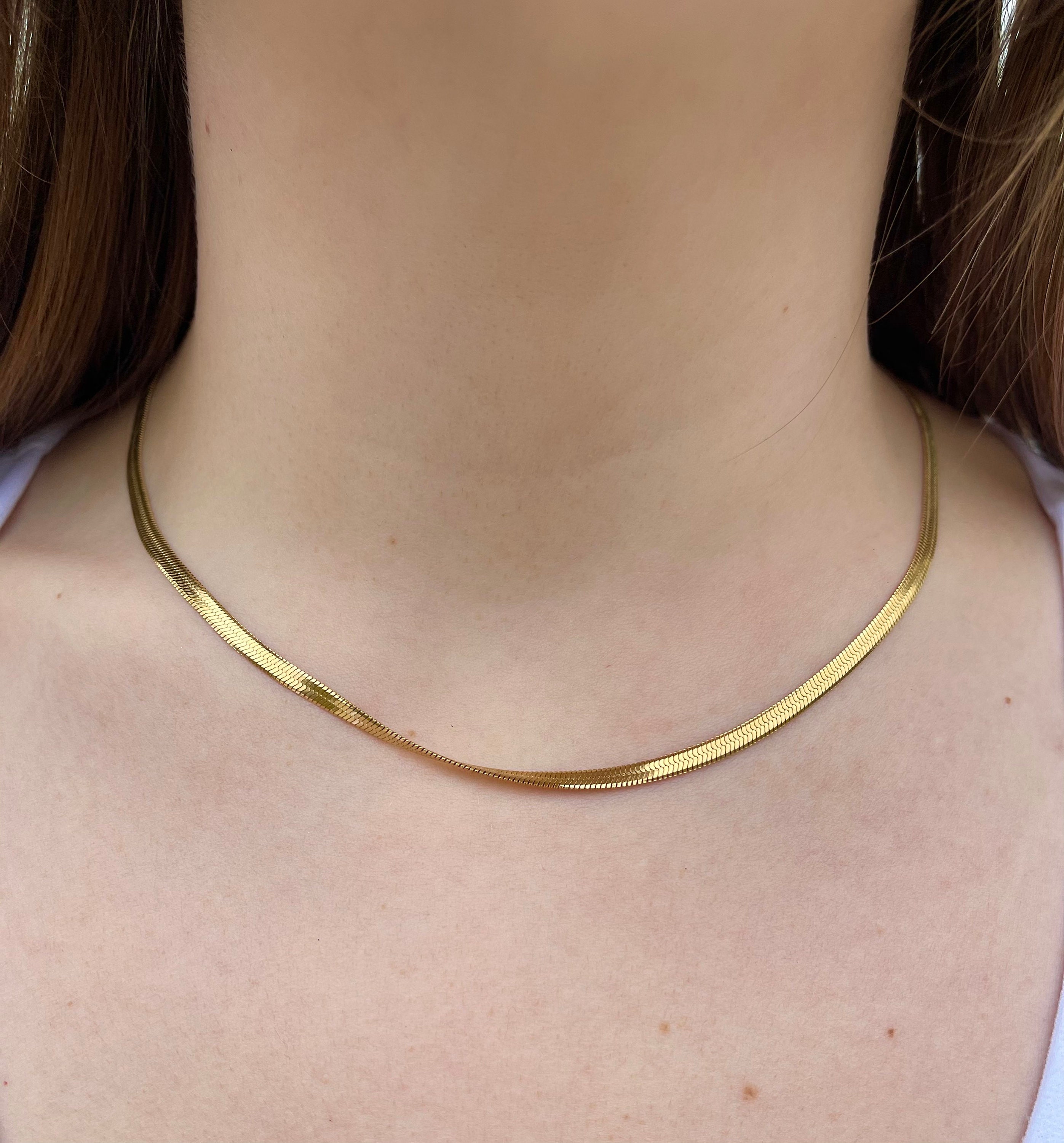18k Gold Filled Herringbone Necklace 18k Gold Filled - Etsy