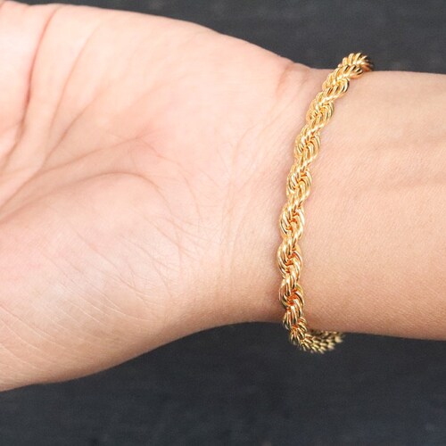 18k Gold Filled Rope Chain Bracelet 