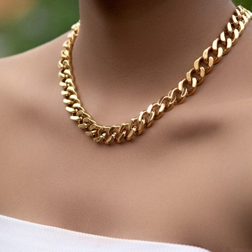18K Gold Cuban Chain Necklace Cuban 