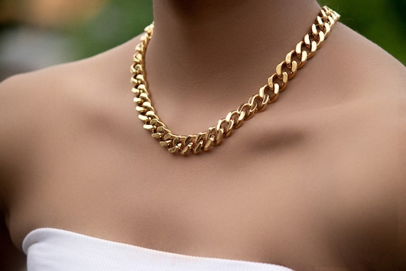 18K Gold Cuban Chain Necklace Cuban 