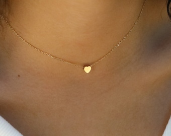 Heart Necklace | 14k Gold-Filled Mini Heart Necklace | Dainty Heart Pendant Necklace | Tiny Heart Necklace For Women | Heart Charm Necklace