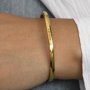 18K Gold-Filled Personalized Name Bracelet - Customized Engraved Bracelet - Gold Bangle Bracelet - Bangle for Women - Stackable Name Bangle