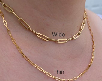 Layering Necklace Set| Link Chain Set | Paperclip Chain Necklace | Gold Filled Necklace Set | Rectangle Link Chain Necklace