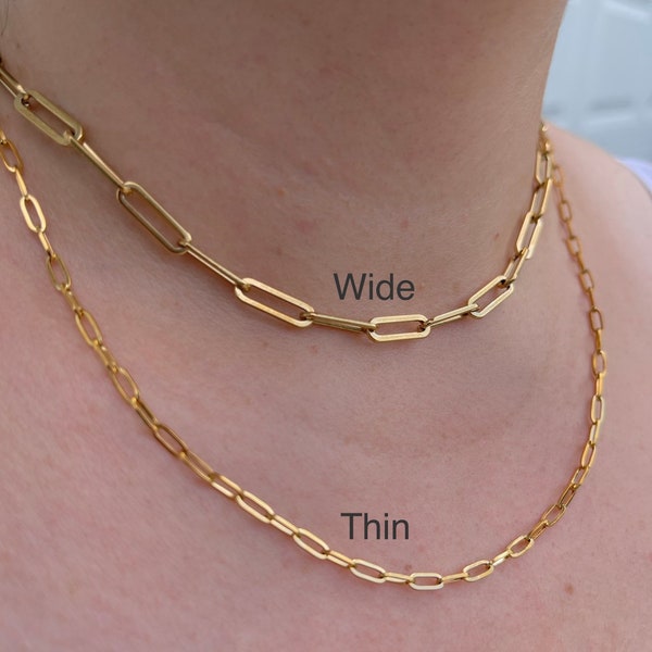 Layering Necklace Set| Link Chain Set | Paperclip Chain Necklace | Gold Filled Necklace Set | Rectangle Link Chain Necklace
