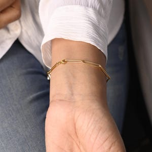18k gold filled papercliparmband | Grote schakelarmband | Dikke gouden armband | Papieren schakelarmband | Gouden lange schakelarmband