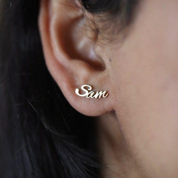 Name Stud Earrings Etsy