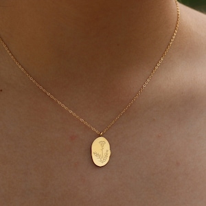 18K Gold-Filled Birth Flower Necklace | Flower Pendant Necklace | Birth Flower Necklace