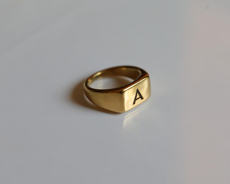 Personalized Gold Initial Ring: Custom Engraved Letter Ring - Etsy