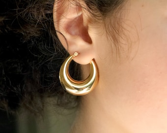 18k Gold Filled Bold Hoop Earrings| Thick Hoop Earrings | Chunky Hoop Earrings | Hollow Hoops | Tube Hoops | Daily Wear Gold Hoops for Women
