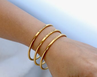 Engraved Bangle Set | Custom Gold Bangle For Girls | Personalized Bangle For Bridesmaids | Mother&#39;s Day Gift v2