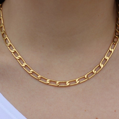 14K Gold Filled Link Chain Necklace Gold Paperclip Chain - Etsy