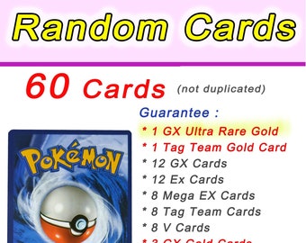 Pokemon Card Set, 60 Random Cards, GX, Tag Team, Mega EX, V, V Max