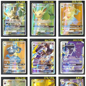 Lunala, Lucario, Leafeon - Cartão Único (Papel ou Cartão Plástico Feito à Mão)