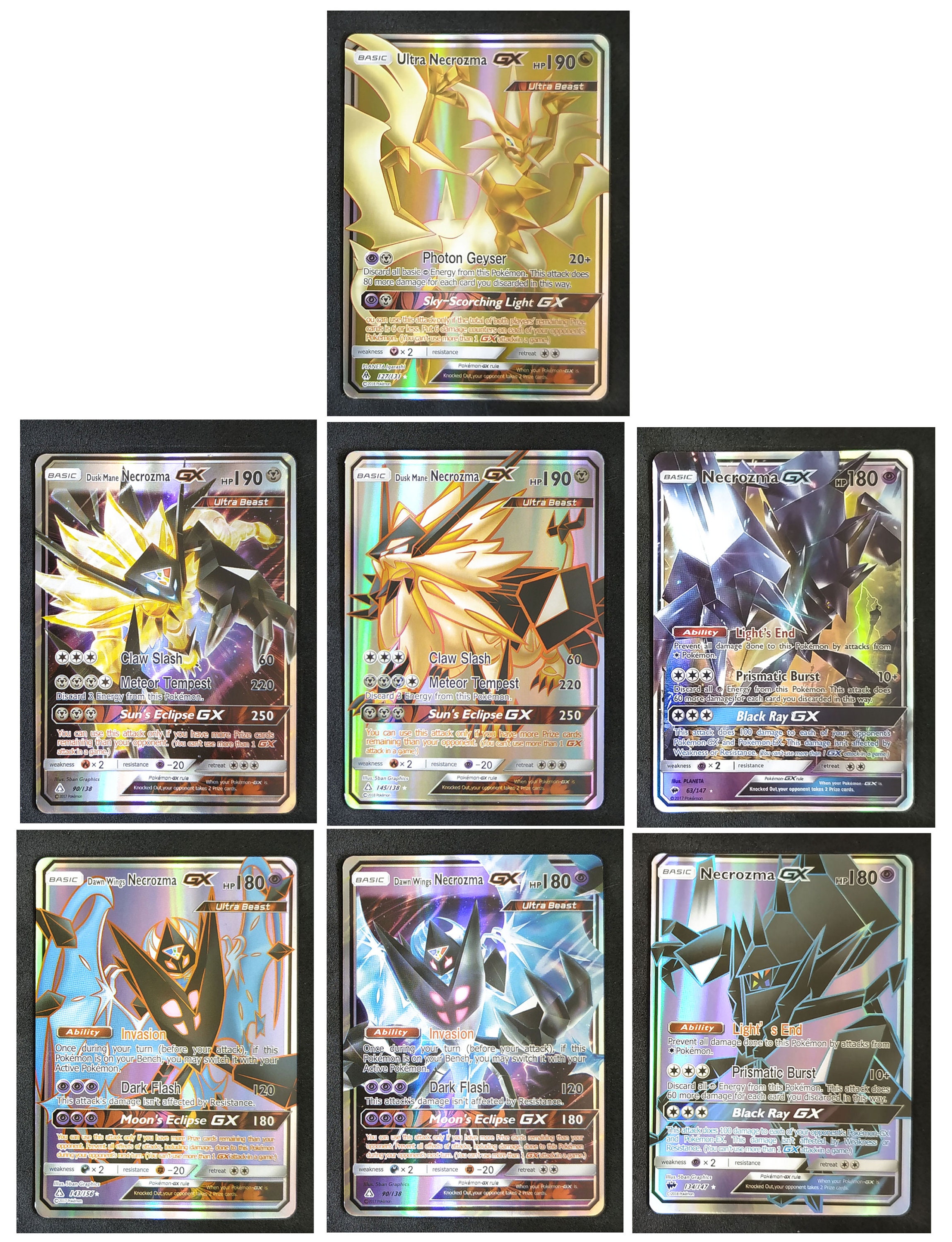 Lunala Solgaleo Ultra Necrozma Set of 5 Cards Ultra Rare 