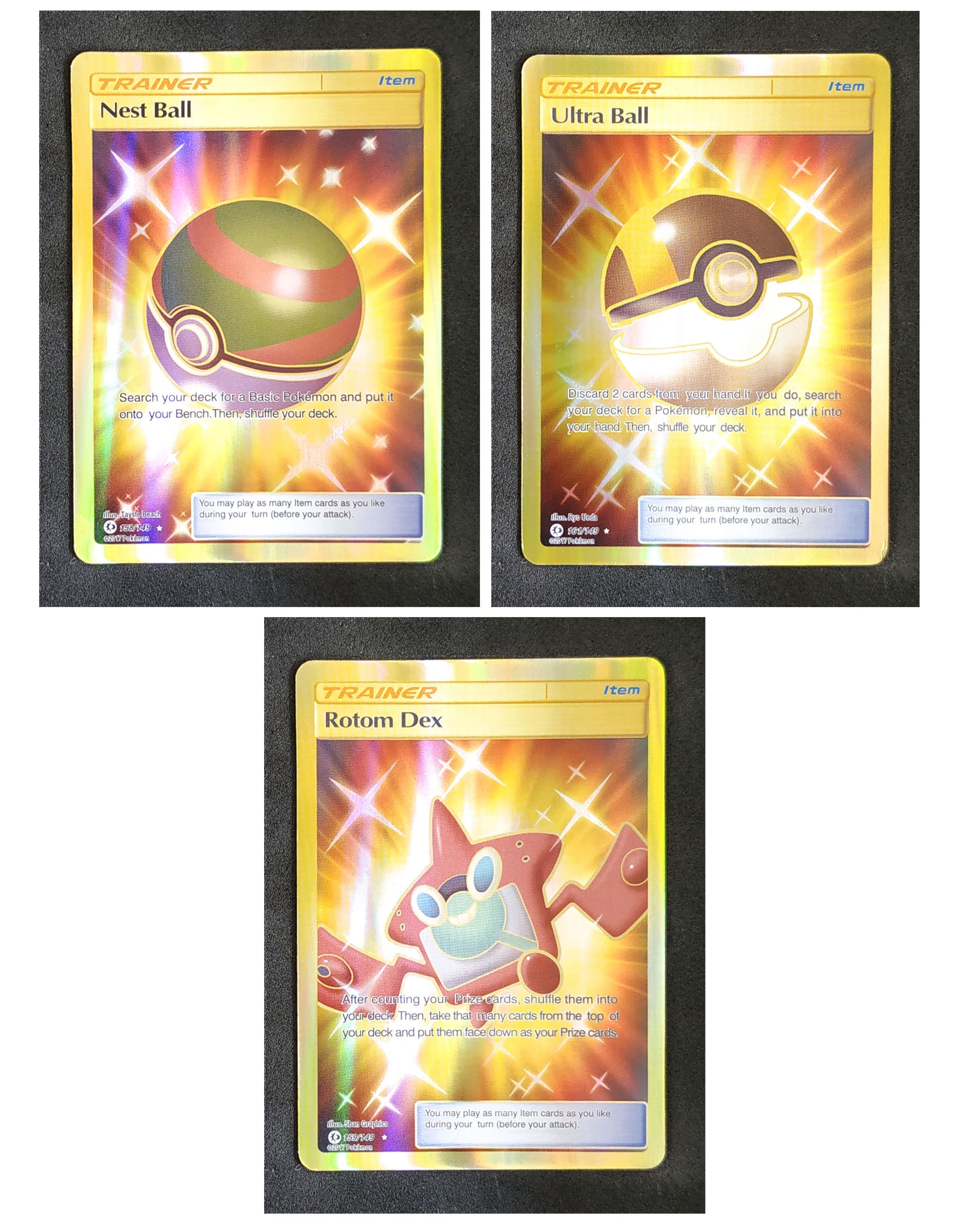 Ultra Ball, Nest Ball, Rotom Dex Set of 3 Cards Pokemon Items