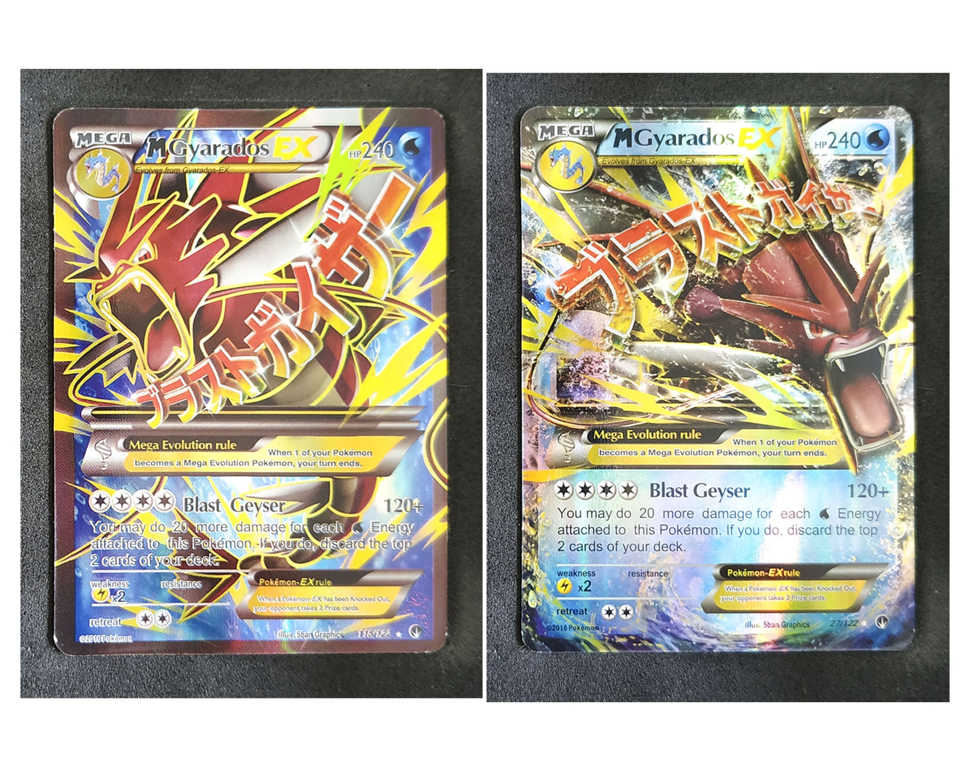 Gyarados GX & Mega EX Card Set  Gold Flash Light, Glossy Finish - Etsy