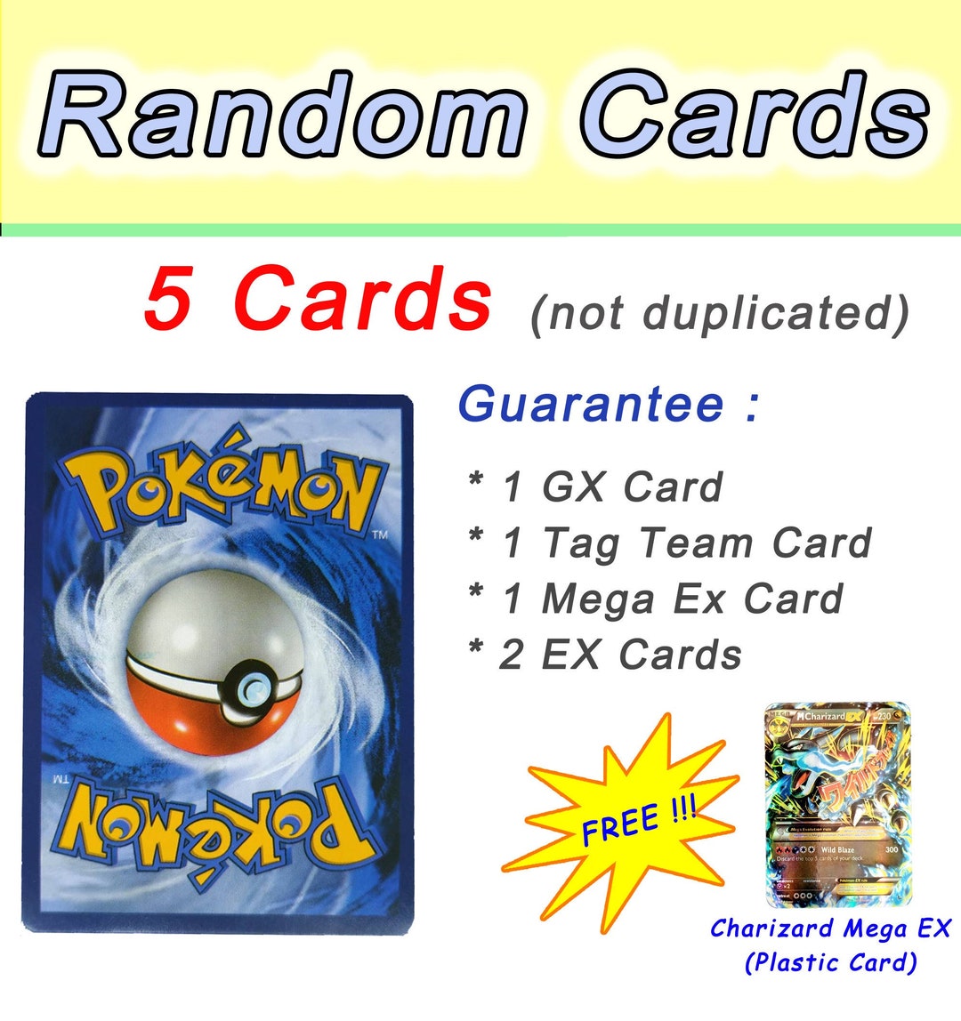 Pokemon Card Custom Random Set of 5 Cards GX Mega Ex Ex Free Etsy