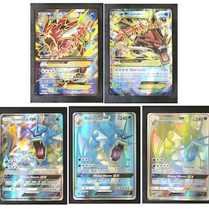 Gyarados set van 5 kaarten - GX-kaart, Mega EX - aangepaste kaartenset (papier of handgemaakte plastic kaart)