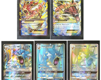 Conjunto de 5 cartas Gyarados: GX, Mega EX. Juego de cartas personalizadas (papel o plástico hecho a mano).
