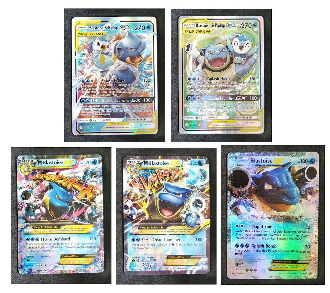 Blastoise Piplup Set of 5 Cards Tag Team Card Mega EX Card Etsy