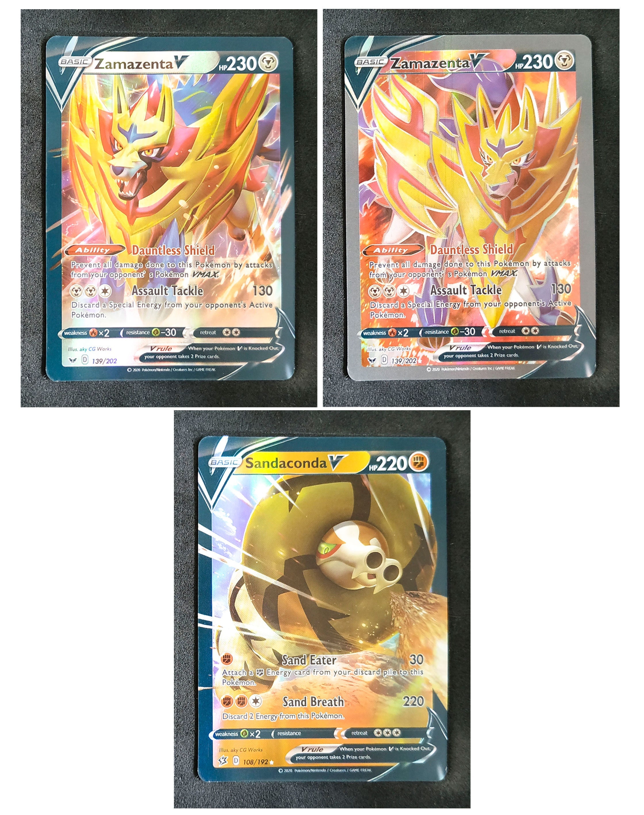 Zamazenta Gold Metal Pokemon Card 