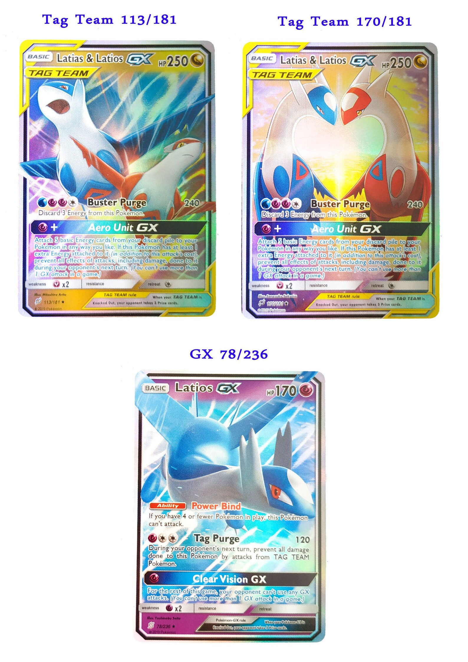 Pokemon Card Tag Team and GX Latias & Latios 113/181 170/181 Etsy