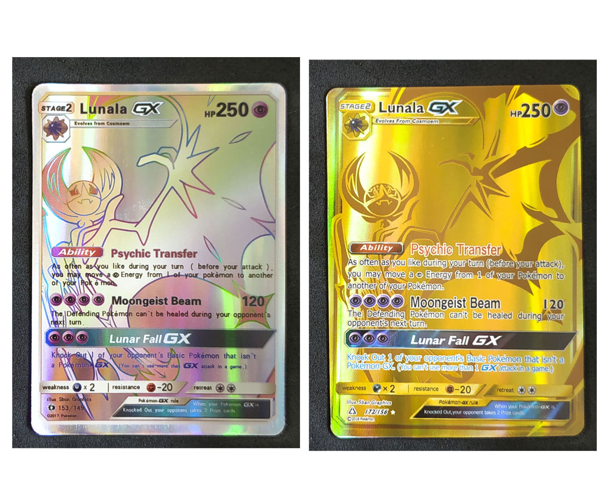 Pulled both gold Solgaleo GX and gold Lunala GX ultra rare cards from the  Japanese GX booster boxes! : r/PokemonTCG