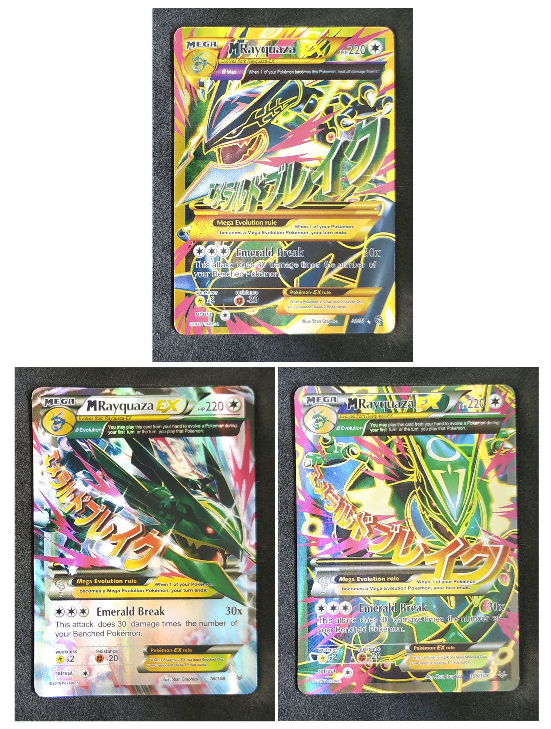 Rayquaza Mega EX Cards Set 76/108 98/98 105/108 Custom 