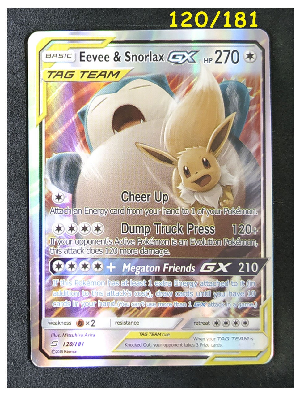 Pokemon Tag Team Card, Gold Flash Light, Handmade Paper or Plastic