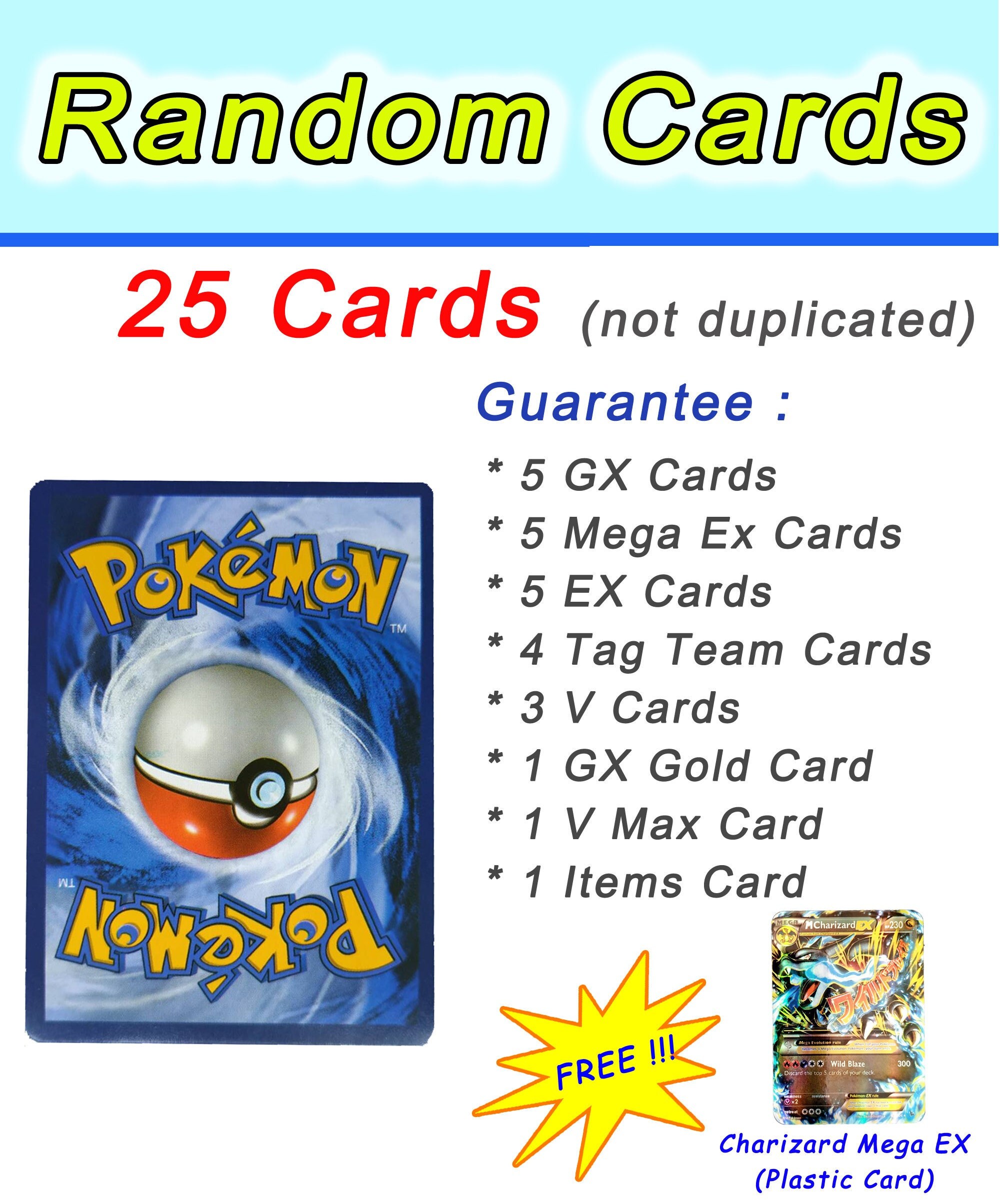 Pokemon TCG – 5 cartas EX / GX / Mega EX Lot.
