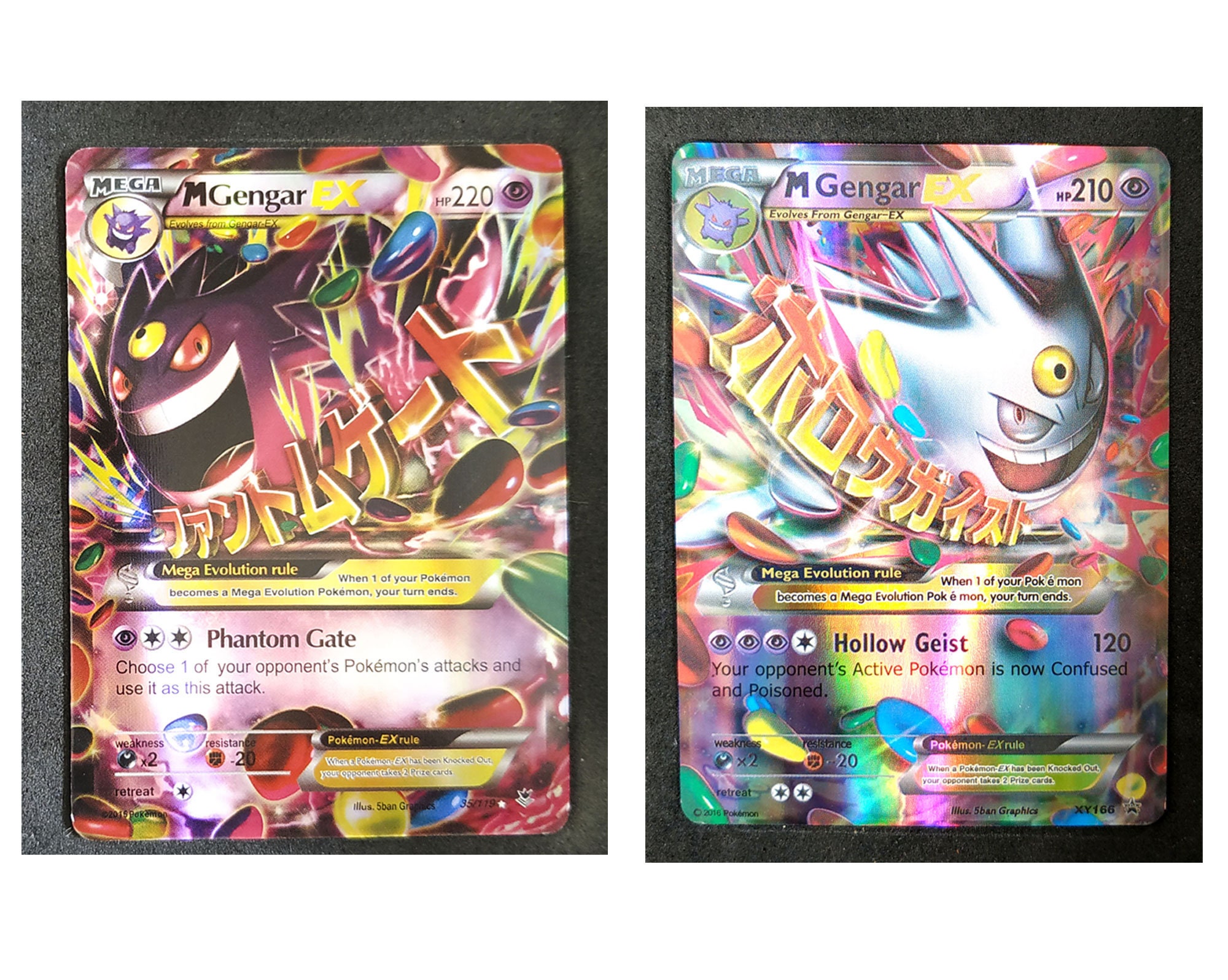 M Gengar & M Shiny Gengar Ex Proxy Pokemon Card Premium Quality Set 2 Cards