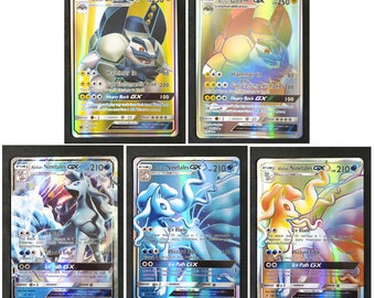Alolan Golem, Alolan Ninetales Set of 5 Cards - GX Card - Custom Card Set (Paper or Handmade Plastic Card)