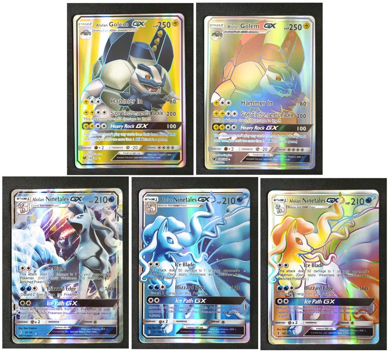 Alolan Golem Alolan Set of 5 Cards GX Card Etsy