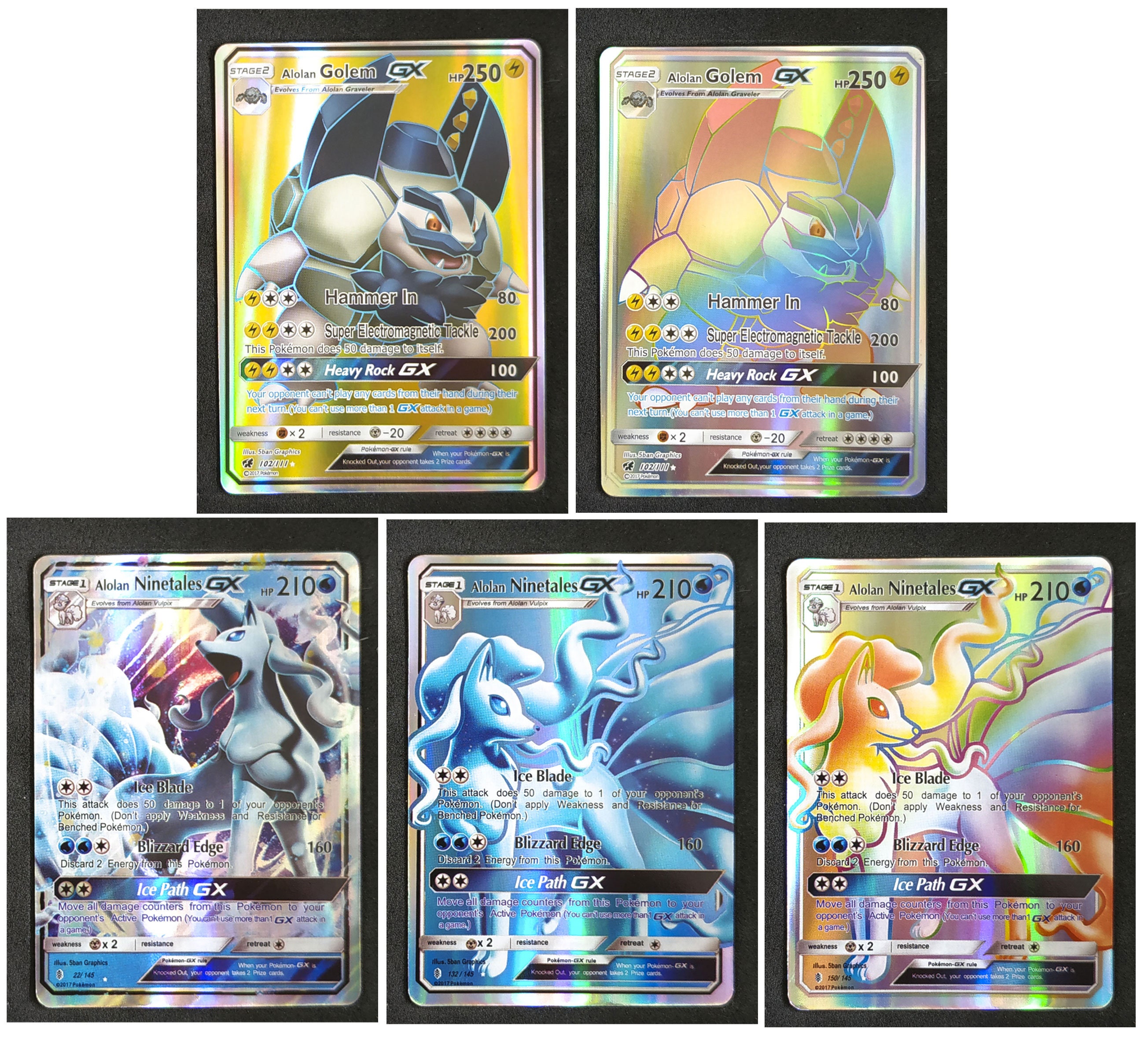 Alolan Golem & Ninetales GX Card Set, Gold Flash Light Cards (glossy Card Series) - Etsy Alolan Golem & Ninetales GX Card Set, Gold Flash Light Cards (glossy Card Series) - Etsy
