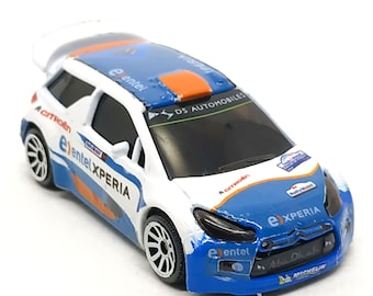 Custom Car from Majorette Citroen DS3 WRC - Sticker Decal Entel Xperia - Scale 1/64 (3 inches) Die-Cast Car