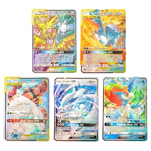 Moltres Zapdos Articuno, Pheromosa Buzzwole, Keldeo Set di 5 carte Premium Shining Series - Tag Team, GX (carta o carta di plastica fatta a mano)