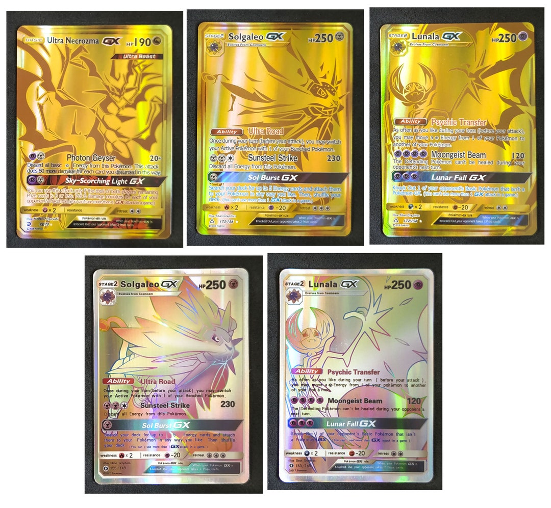 Kit Carta Pokémon Lendários Solgaleo Lunala Necrozma