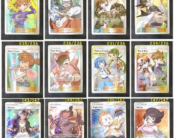 Kaiwe, Guzma, Wicke, Blue, Red, Sophocles, Grimsley, Misty, Maniac, Mallow Lana - Trainer - Single Card (Paper or Handmade Plastic Card)