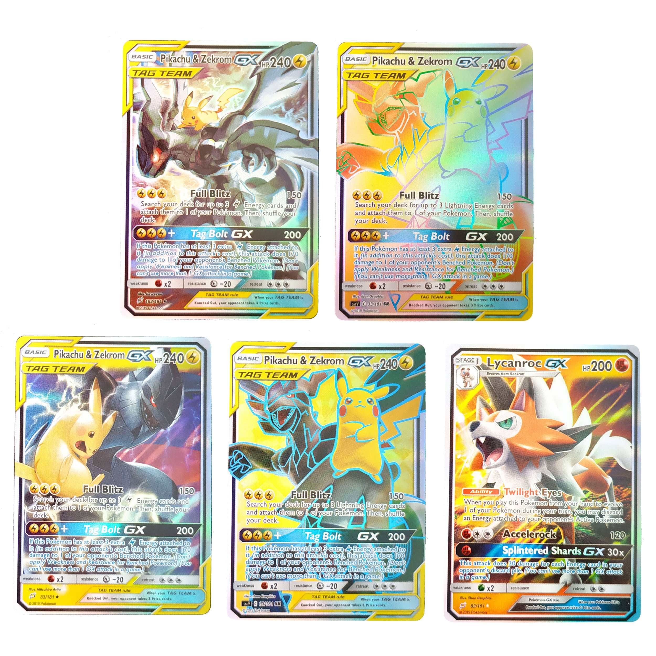 Pokemon card Pikachu & Zekrom GX Team Up Ultra-Rare 33/181 (Portuguese)