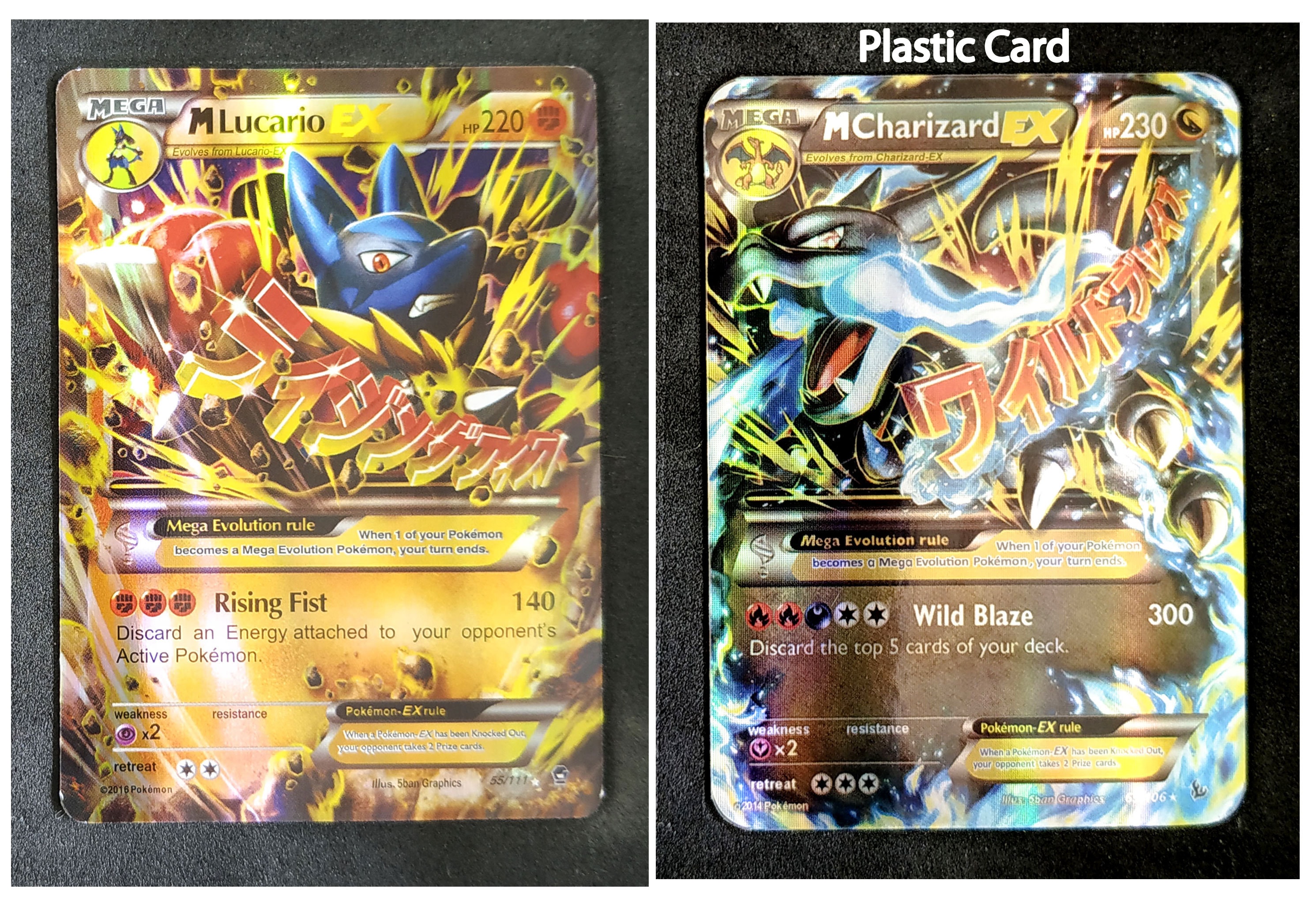 Mavin  Gold Mega Lucario GX EX Pokemon Card Shiny Full Art SV22 Custom  Metal Holo Promo