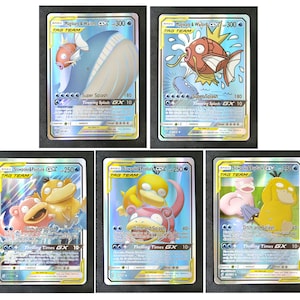 Slowpoke, Psyduck, Makikarp, Wailord Set di 5 carte - Carta Tag Team - Set di carte personalizzate (carta o carta di plastica fatta a mano)