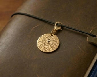 Custom City Map Traveler's Journal Charm - Remember that special place