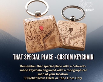 Your Special Place - Topographic Relief of Your Location - Personalized Keychain