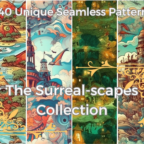 The Surreal-scapes Collection Bundle - 40 Seamless Patterns Immediate Digital Download Commercial Use